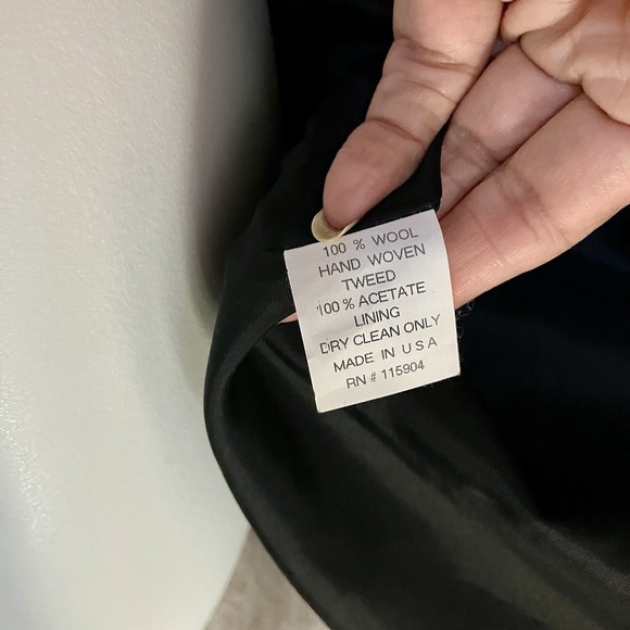 Sunner‎ Tweed Sz XS 2/4 Black Purple Green 100% Wool Mid-Length Coat Women's - Picture 9 of 11